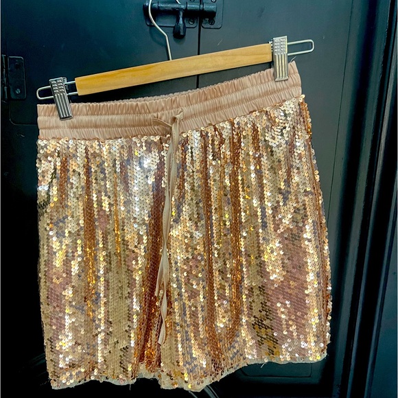 Rose Gold Sequins Shorts - Picture 1 of 9